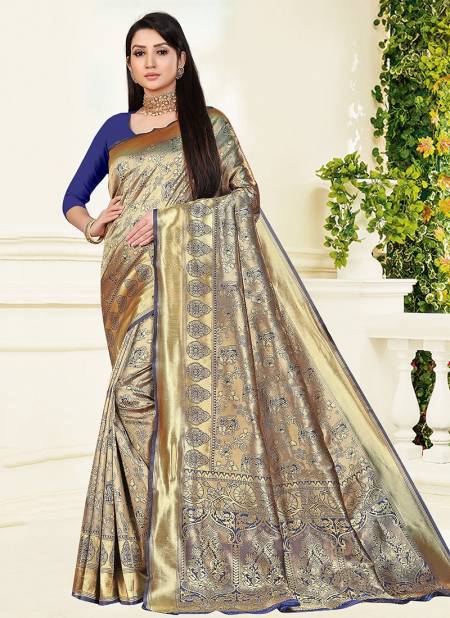 1004 Santraj Fancy Wear Designer Heavy Silk Saree Collection 1004-Navy Blue